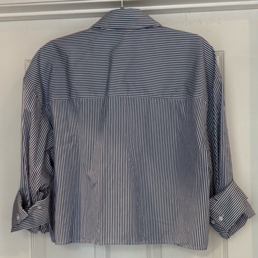 Madewell Navy and White Pinstripe Shirt - Picture 6 of 9
